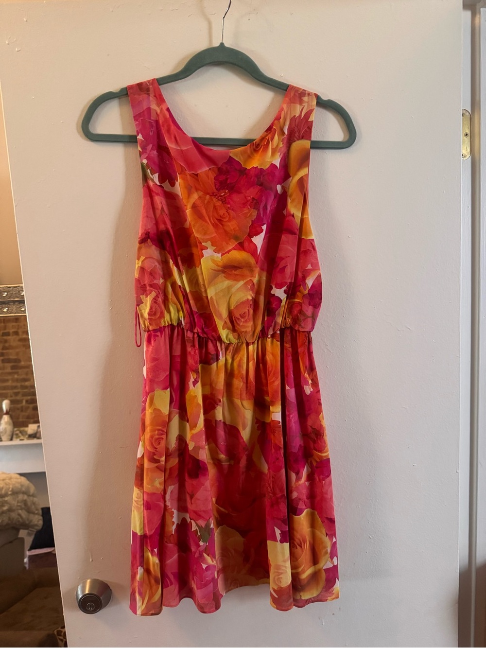 Alice + Olivia Fuchsia and Yellow Rose-Print Dress